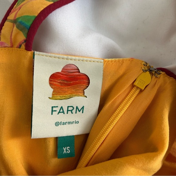 Farm Rio Mini Cashew Midi Dress yellow extra small - Picture 12 of 15